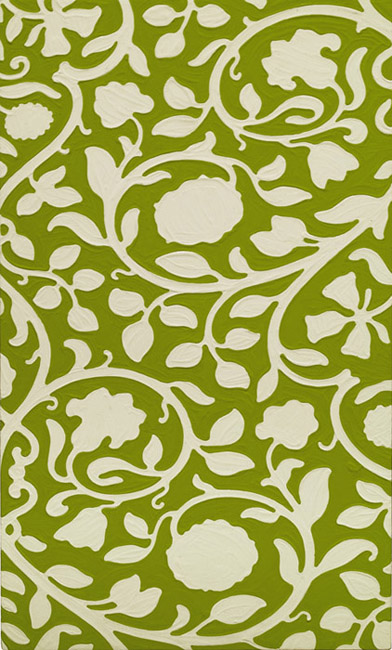 Green vertical floral wallpaper sample