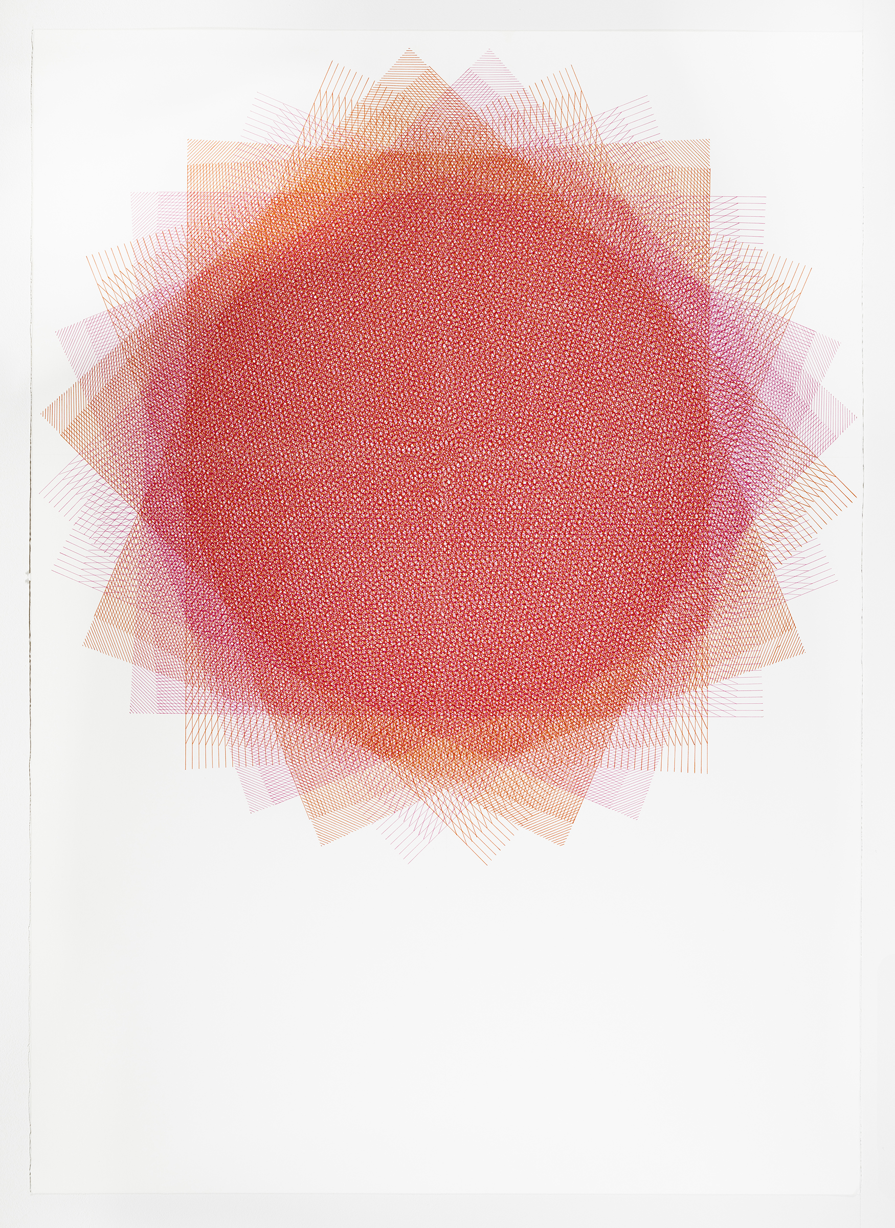 16 layers, pink and orange, 40 x 30 inches, 2015